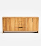 Maderas Solid Teak Credenza, 3 Drawers