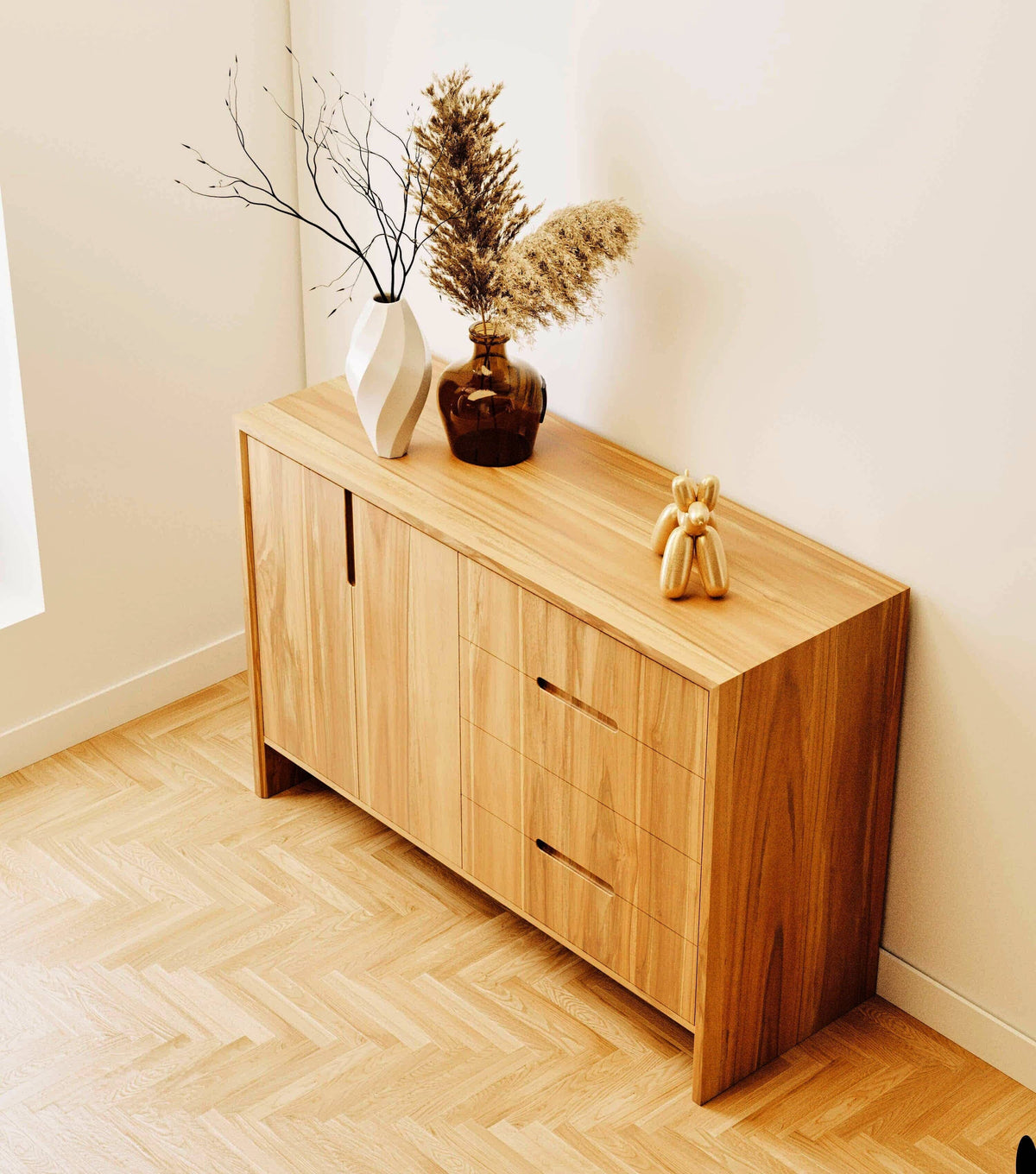 Maderas Solid Teak 2-Door 4-Drawer Cabinet