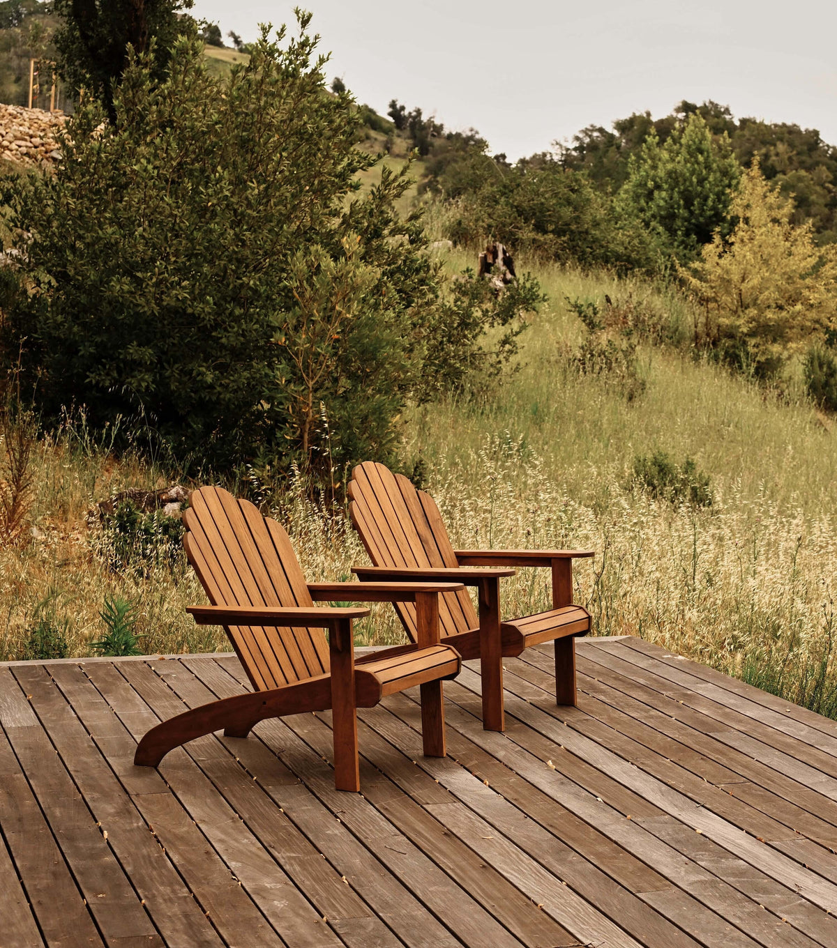 Classic Adirondack Teak Outdoor Lounge Chair