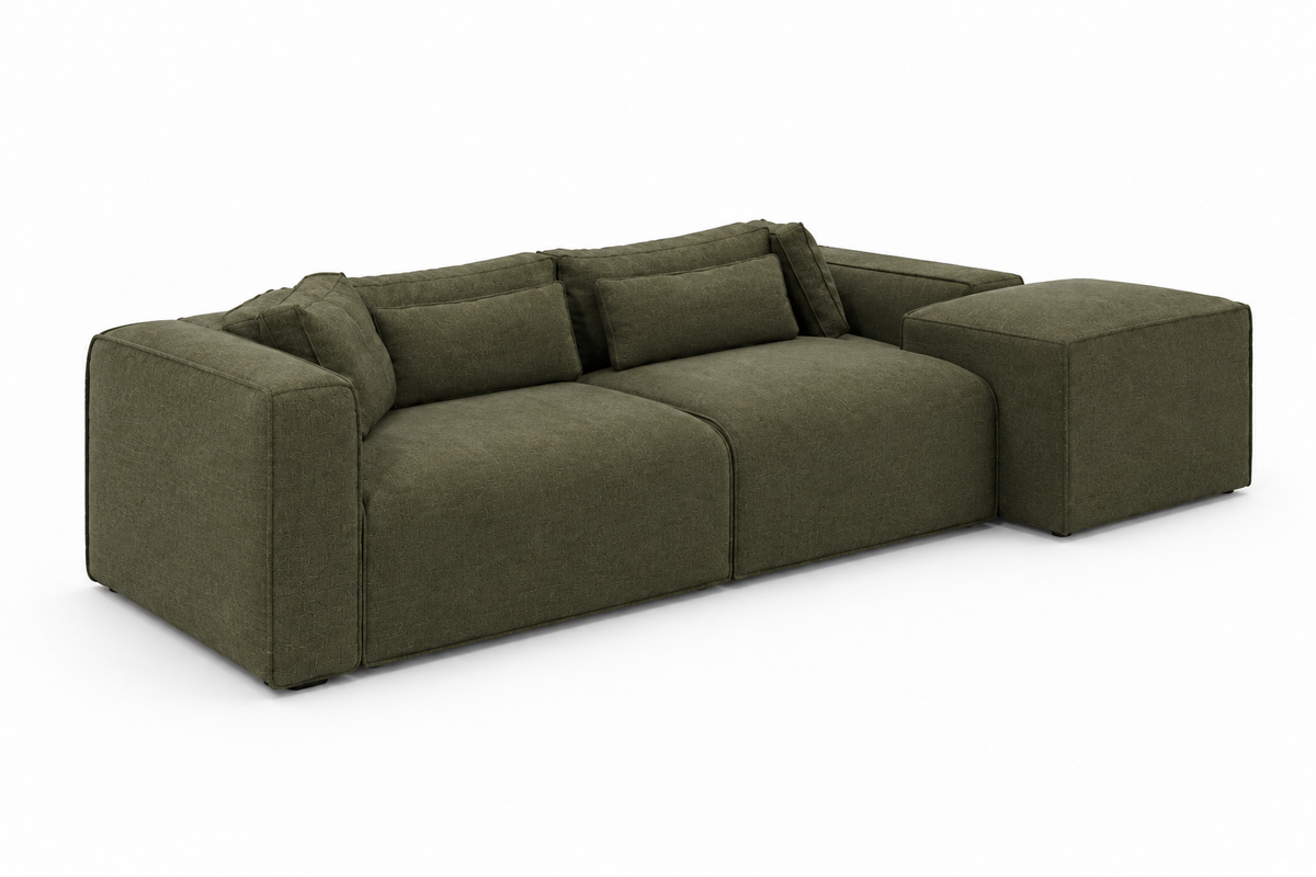 Bangalow Modular Corner Sofa, Green Boucle