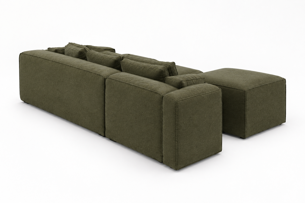 Bangalow Modular Corner Sofa, Green Boucle